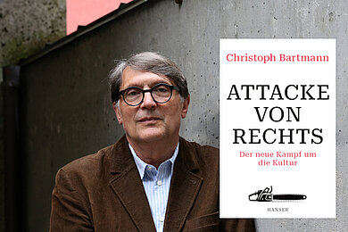 Collage aus Portrait des Autors und Buchcover

